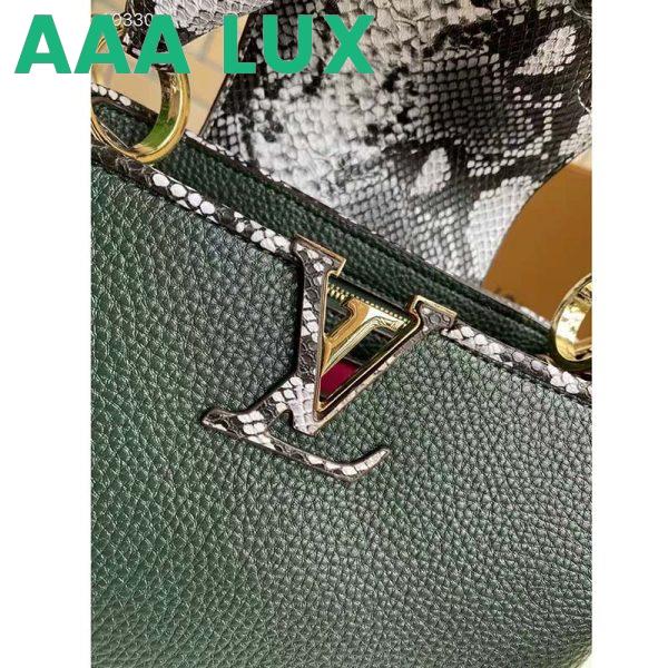 Replica Louis Vuitton LV Women Capucines Mini Handbag Green Taurillon Leather Python Skin 9