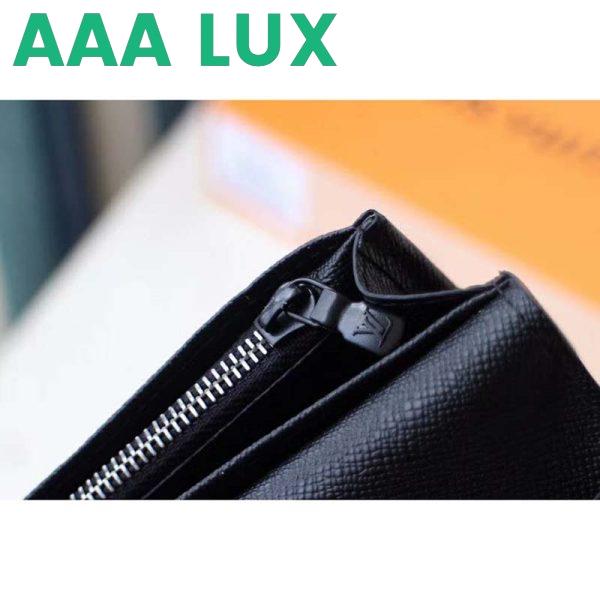 Replica Louis Vuitton LV Unisex Brazza Wallet Black Taiga Leather 10