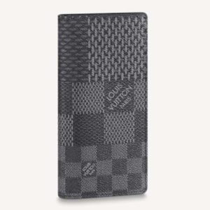 Replica Louis Vuitton LV Unisex Brazza Wallet Gray Damier Graphite 3D Coated Canvas 2