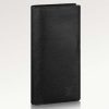 Replica Louis Vuitton LV Unisex Brazza Wallet Vertical Black Monogram Shadow Calf Leather 13
