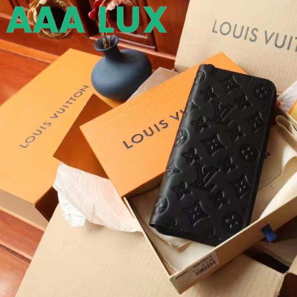 Replica Louis Vuitton LV Unisex Brazza Wallet Vertical Black Monogram Shadow Calf Leather 3
