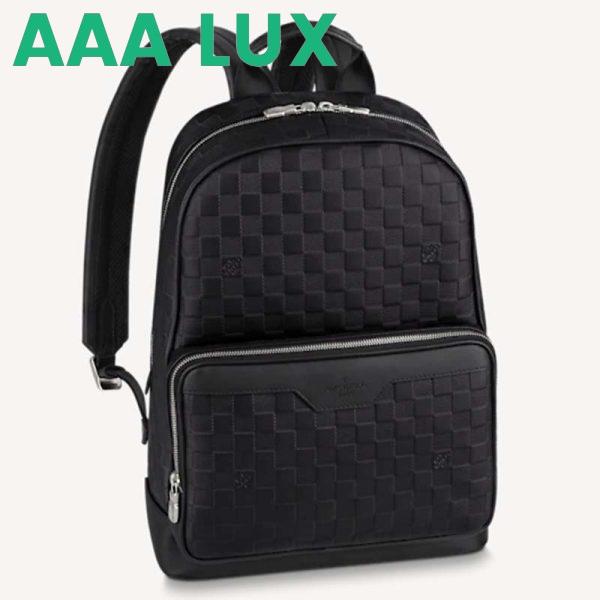 Replica Louis Vuitton LV Unisex Campus Backpack Damier Infini Onyx Silver Cowhide Leather