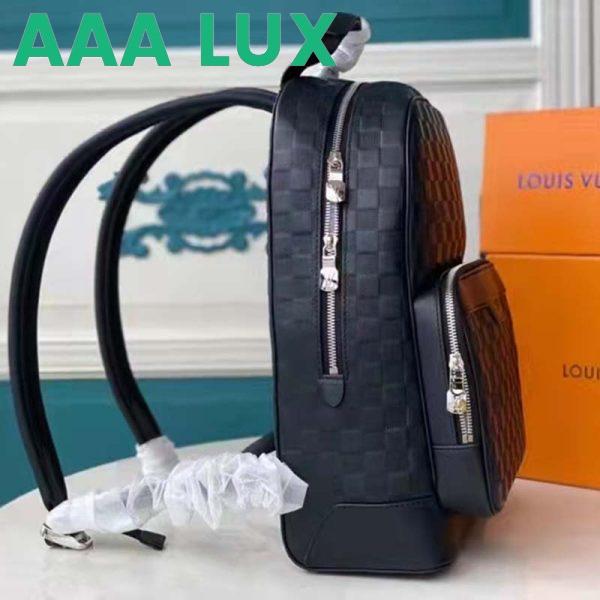 Replica Louis Vuitton LV Unisex Campus Backpack Damier Infini Onyx Silver Cowhide Leather 5