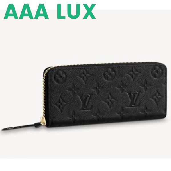 Replica Louis Vuitton LV Unisex Clémence Wallet Black Monogram Empreinte Embossed Supple Grained Cowhide