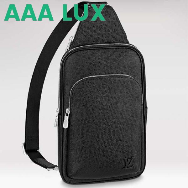 Replica Louis Vuitton LV Unisex Avenue Sling Bag Black Taiga Cowhide Leather