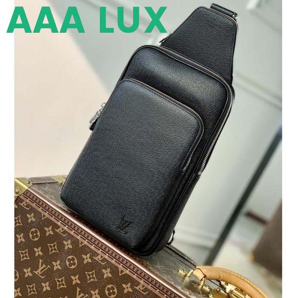 Replica Louis Vuitton LV Unisex Avenue Sling Bag Black Taiga Cowhide Leather 3