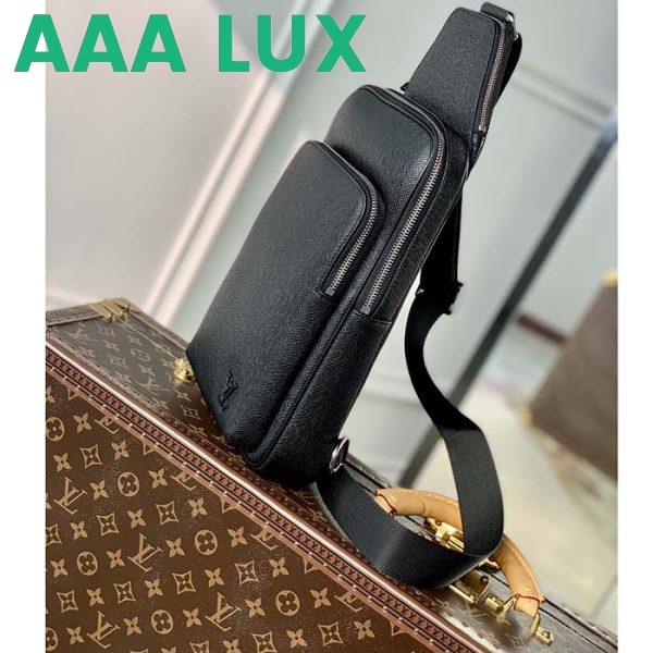 Replica Louis Vuitton LV Unisex Avenue Sling Bag Black Taiga Cowhide Leather 4