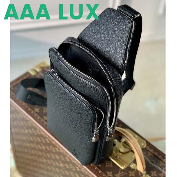 Replica Louis Vuitton LV Unisex Avenue Sling Bag Black Taiga Cowhide Leather 5