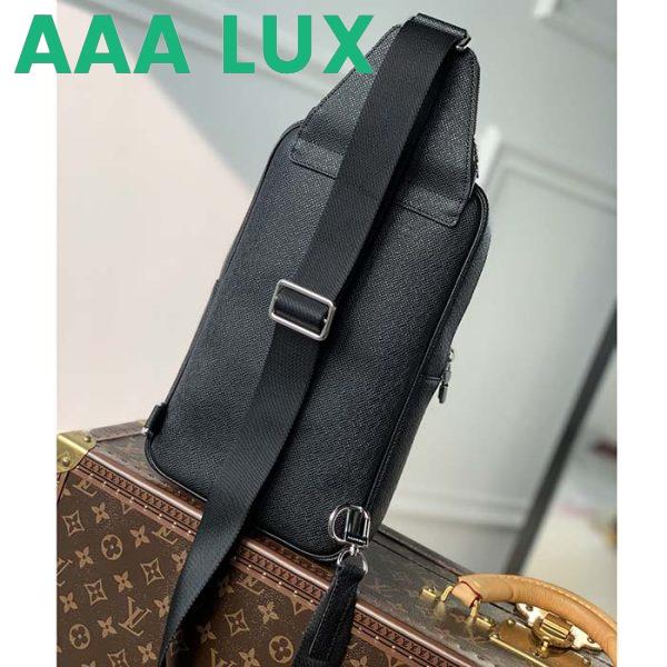 Replica Louis Vuitton LV Unisex Avenue Sling Bag Black Taiga Cowhide Leather 6