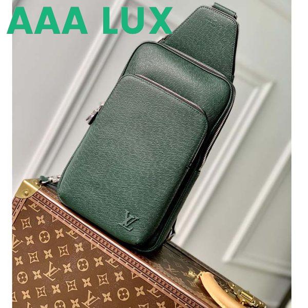 Replica Louis Vuitton LV Unisex Avenue Sling Bag Dark Green Epicea Taiga Cowhide Leather 3