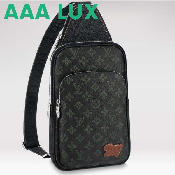 Replica Louis Vuitton LV Unisex Avenue Sling Bag Dark Green Monogram Coated Canvas Cowhide 2
