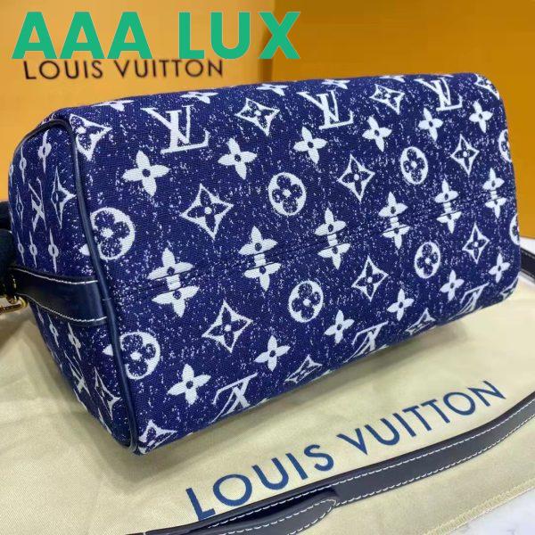 Replica Louis Vuitton LV Women Speedy Bandoulière 25 Handbag Navy Blue Denim Jacquard Calfskin 7