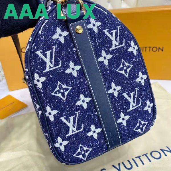 Replica Louis Vuitton LV Women Speedy Bandoulière 25 Handbag Navy Blue Denim Jacquard Calfskin 8