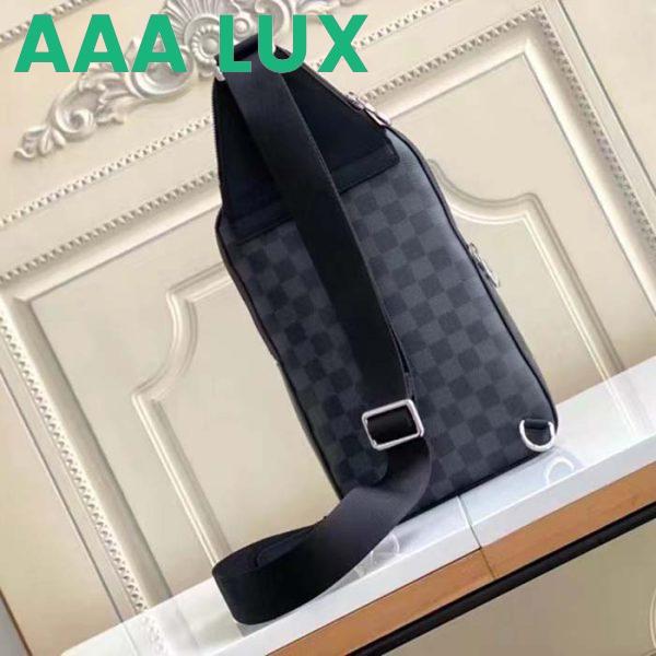 Replica Louis Vuitton LV Unisex Avenue Sling Bag Grey Damier Graphite Coated Canvas Cowhide 5