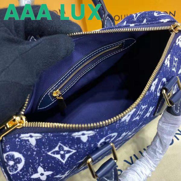 Replica Louis Vuitton LV Women Speedy Bandoulière 25 Handbag Navy Blue Denim Jacquard Calfskin 12