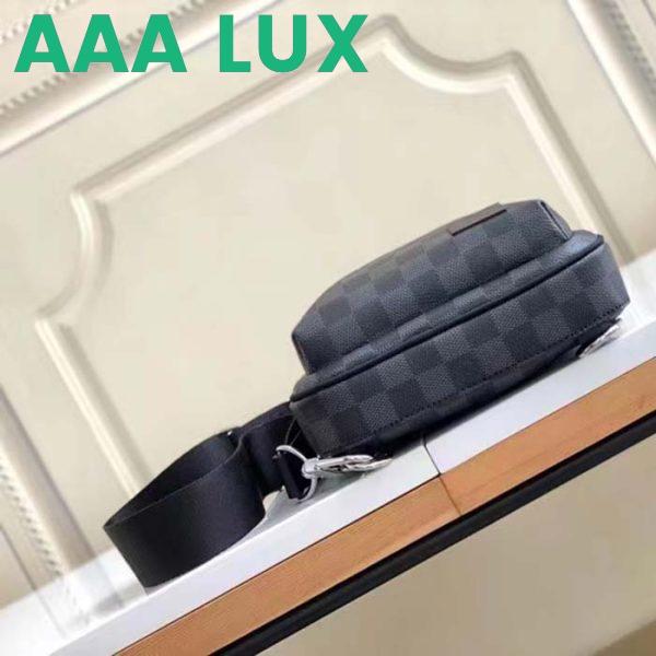 Replica Louis Vuitton LV Unisex Avenue Sling Bag Grey Damier Graphite Coated Canvas Cowhide 7