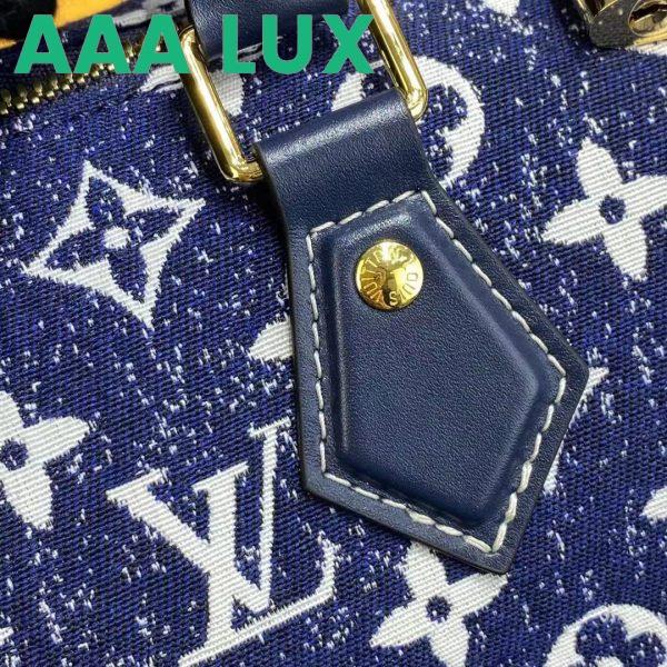 Replica Louis Vuitton LV Women Speedy Bandoulière 25 Handbag Navy Blue Denim Jacquard Calfskin 13