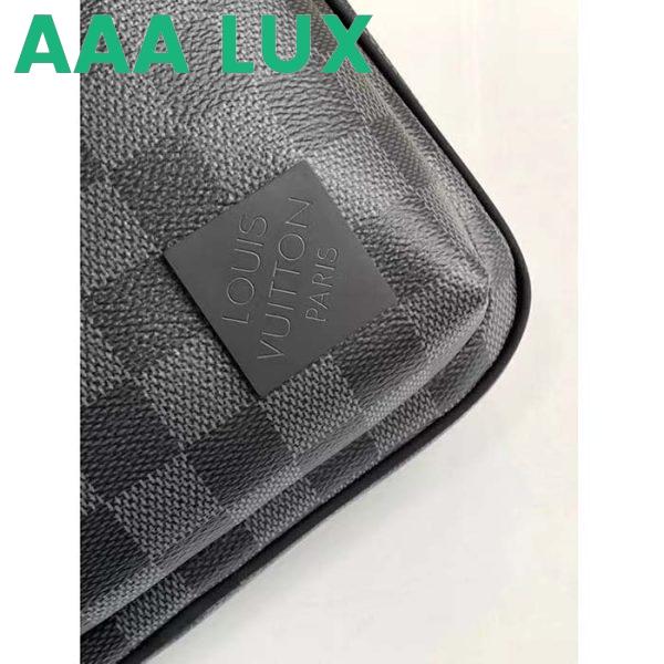 Replica Louis Vuitton LV Unisex Avenue Sling Bag Grey Damier Graphite Coated Canvas Cowhide 9