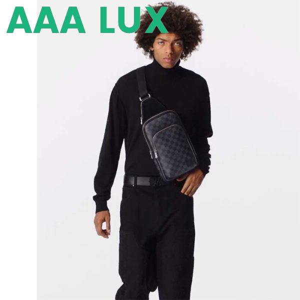 Replica Louis Vuitton LV Unisex Avenue Sling Bag Grey Damier Graphite Coated Canvas Cowhide 14