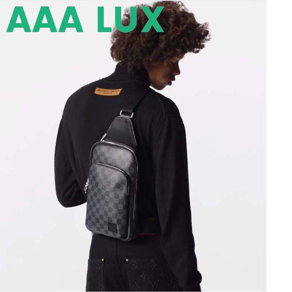 Replica Louis Vuitton LV Unisex Avenue Sling Bag Grey Damier Graphite Coated Canvas Cowhide 17