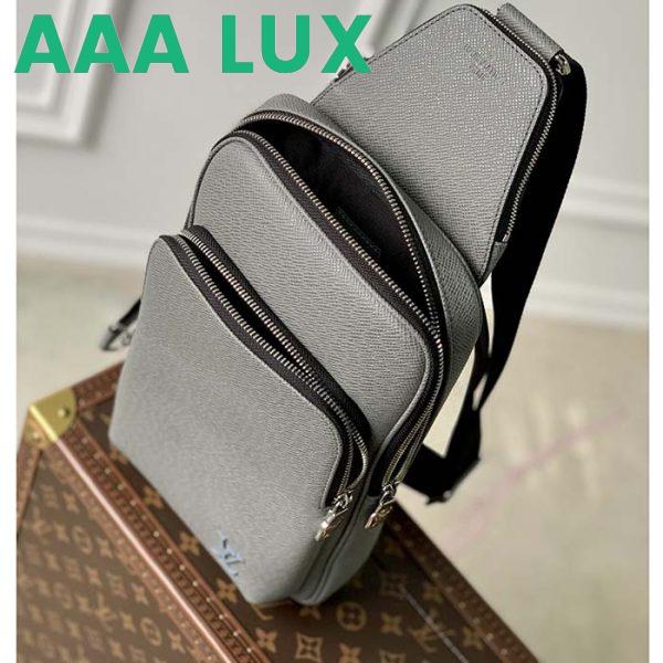 Replica Louis Vuitton LV Unisex Avenue Sling Bag Grey Glacier Taiga Cowhide Leather 4