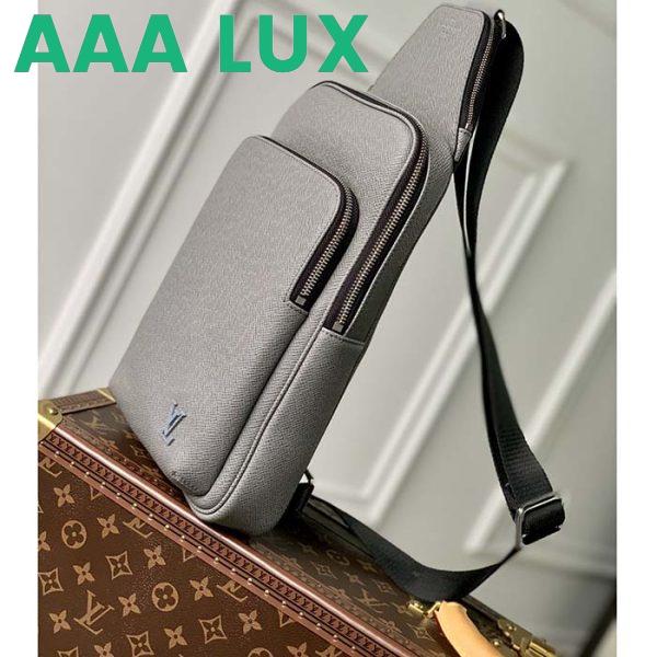 Replica Louis Vuitton LV Unisex Avenue Sling Bag Grey Glacier Taiga Cowhide Leather 5