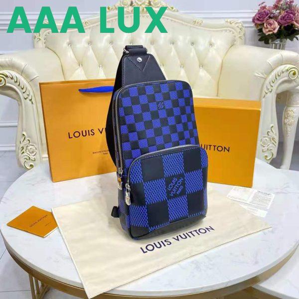 Replica Louis Vuitton LV Unisex Avenue Slingbag Navy Blue Black Damier Infini 3D Cowhide 4