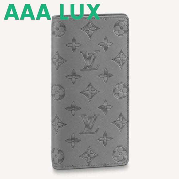 Replica Louis Vuitton LV Unisex Brazza Wallet Anthracite Gray Monogram Shadow Calf Cowhide