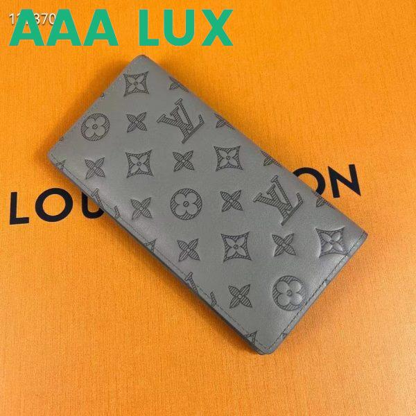 Replica Louis Vuitton LV Unisex Brazza Wallet Anthracite Gray Monogram Shadow Calf Cowhide 3