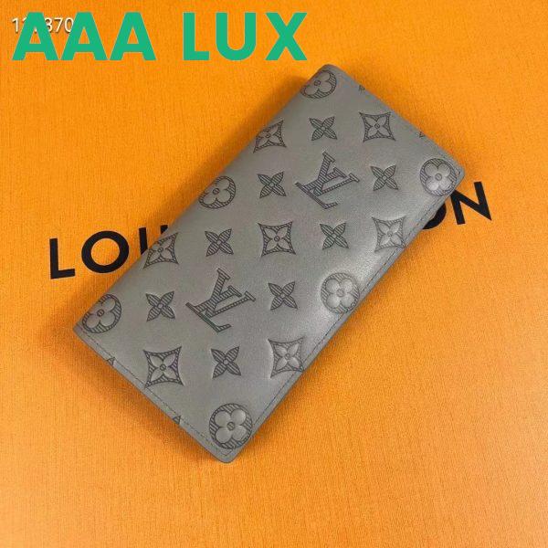 Replica Louis Vuitton LV Unisex Brazza Wallet Anthracite Gray Monogram Shadow Calf Cowhide 4