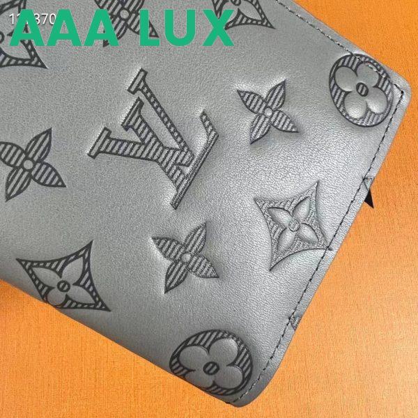 Replica Louis Vuitton LV Unisex Brazza Wallet Anthracite Gray Monogram Shadow Calf Cowhide 9
