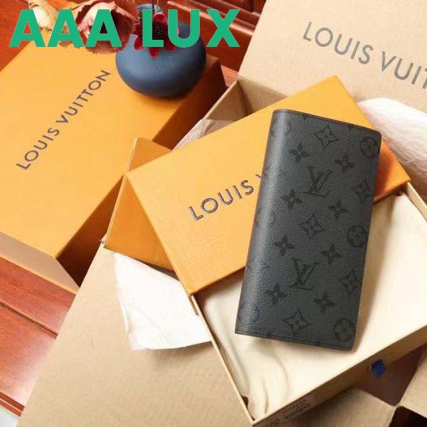 Replica Louis Vuitton LV Unisex Brazza Wallet Black Grey Monogram Eclipse Canvas 4