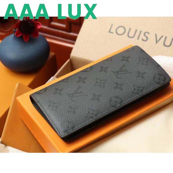 Replica Louis Vuitton LV Unisex Brazza Wallet Black Grey Monogram Eclipse Canvas 5
