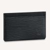 Replica Louis Vuitton LV Unisex Card Holder Wallet Black Epi Leather