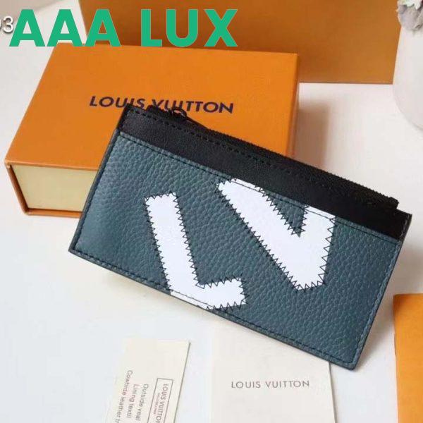 Replica Louis Vuitton LV Unisex CC Holder Wallet Yelow Blue Taurillon Cowhide Leather 3