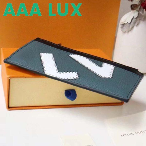Replica Louis Vuitton LV Unisex CC Holder Wallet Yelow Blue Taurillon Cowhide Leather 4