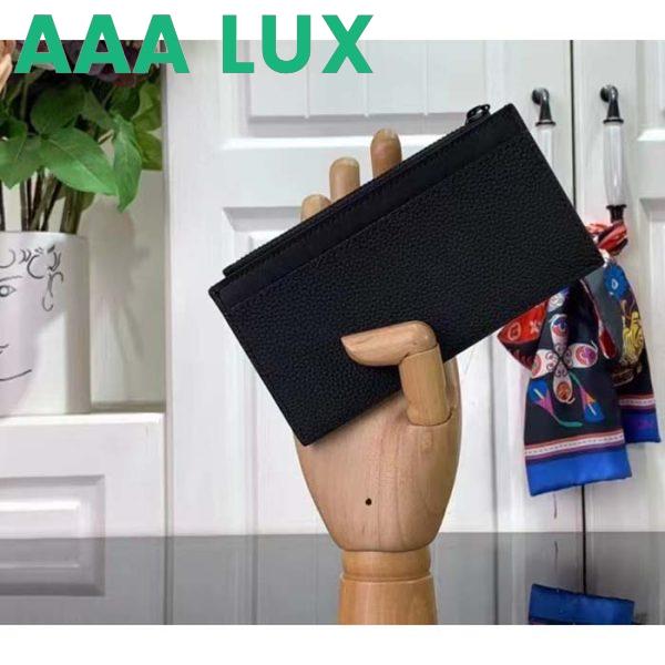 Replica Louis Vuitton LV Unisex Coin Card Holder Black Cowhide Leather 4 Card Slots 3