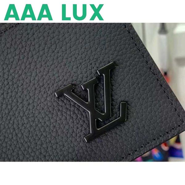 Replica Louis Vuitton LV Unisex Coin Card Holder Black Cowhide Leather 4 Card Slots 7