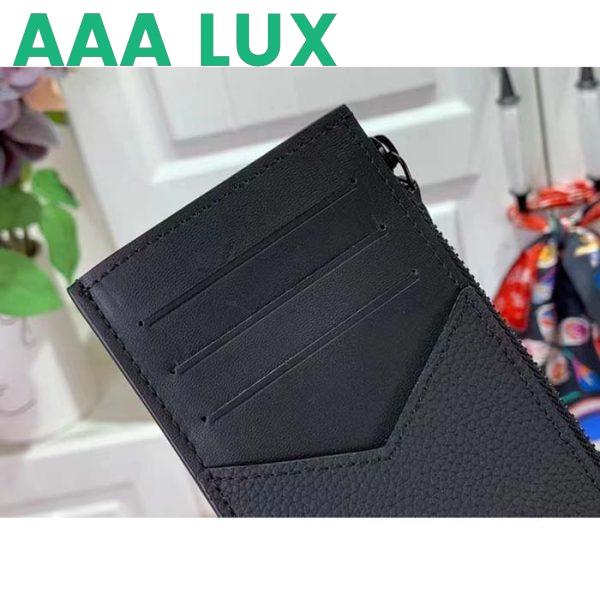 Replica Louis Vuitton LV Unisex Coin Card Holder Black Cowhide Leather 4 Card Slots 10