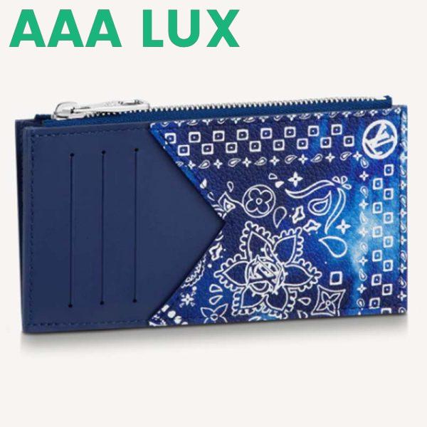 Replica Louis Vuitton LV Unisex Coin Card Holder Blue Taurillon Cowhide Leather