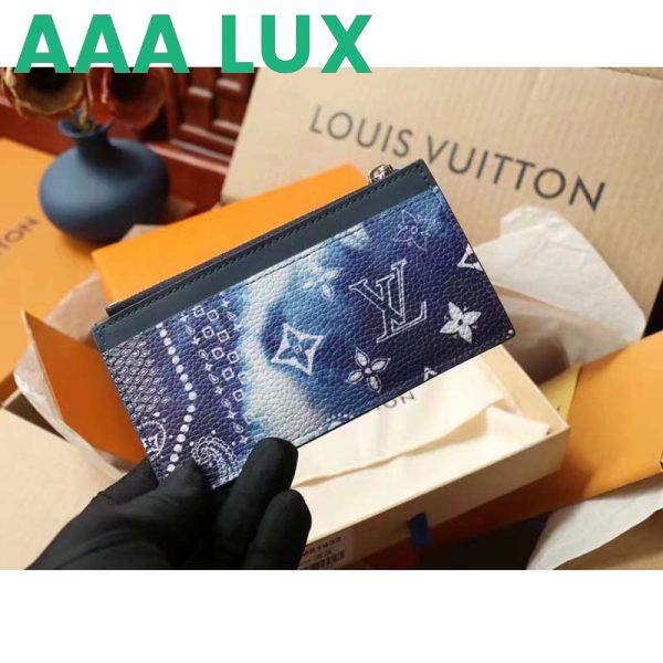 Replica Louis Vuitton LV Unisex Coin Card Holder Blue Taurillon Cowhide Leather 7