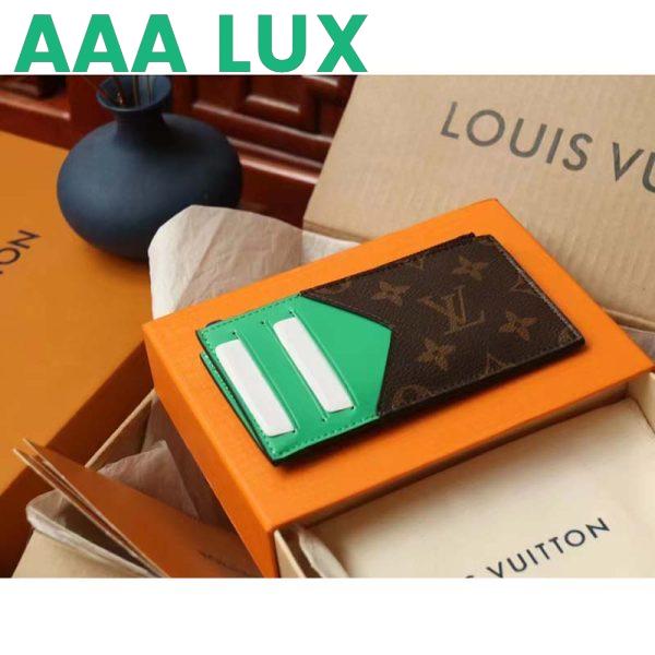 Replica Louis Vuitton LV Unisex Coin Card Holder Monogram Macassar Coated Canvas Green 3