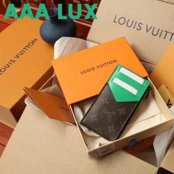 Replica Louis Vuitton LV Unisex Coin Card Holder Monogram Macassar Coated Canvas Green 4