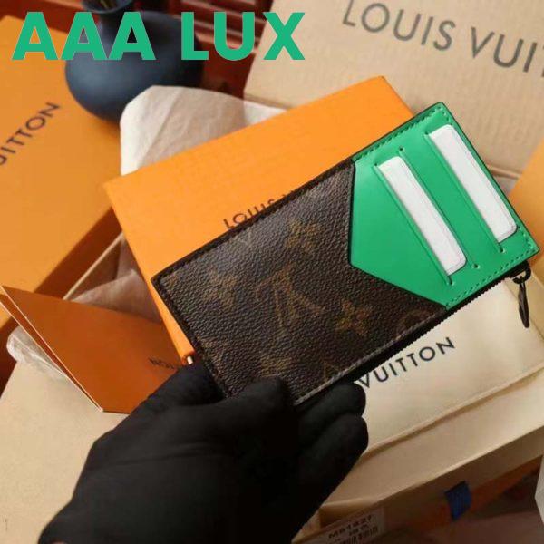 Replica Louis Vuitton LV Unisex Coin Card Holder Monogram Macassar Coated Canvas Green 6