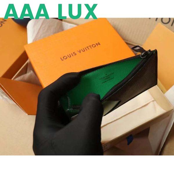 Replica Louis Vuitton LV Unisex Coin Card Holder Monogram Macassar Coated Canvas Green 9