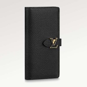 Replica Louis Vuitton LV Unisex Vertical Wallet Black Arizona Taurillon Cowhide Leather 2