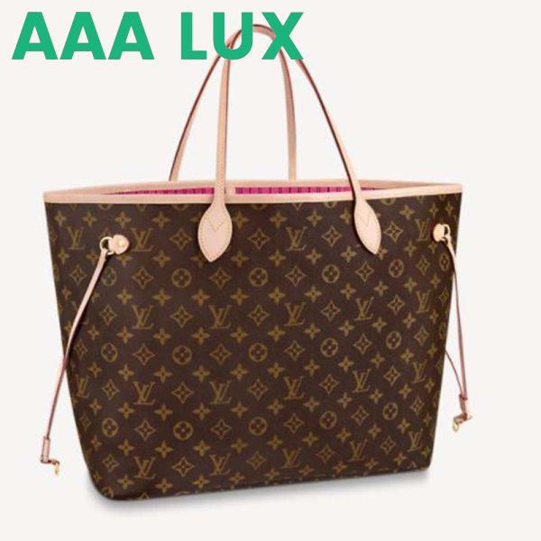 Replica Louis Vuitton LV Unisex Neverfull GM Tote Pivoine Pink Monogram Coated Canvas Cowhide Leather