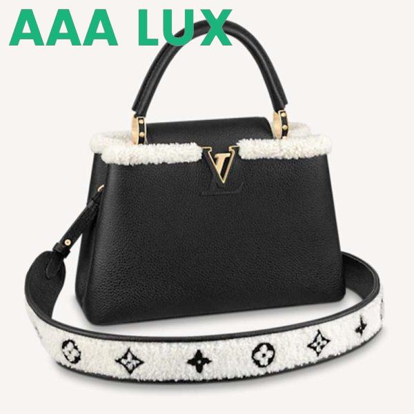 Replica Louis Vuitton LV Women Capucines MM Bag Black Taurillon Leather Shearling Cowhide