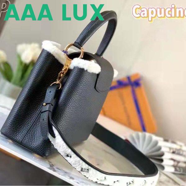 Replica Louis Vuitton LV Women Capucines MM Bag Black Taurillon Leather Shearling Cowhide 5