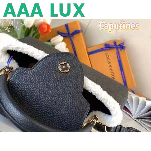 Replica Louis Vuitton LV Women Capucines MM Bag Black Taurillon Leather Shearling Cowhide 8